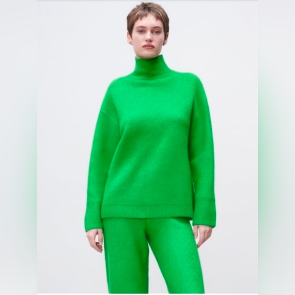 Zara Women’s Mock Neck Knit Sweater Wool And Alpaca Blend L